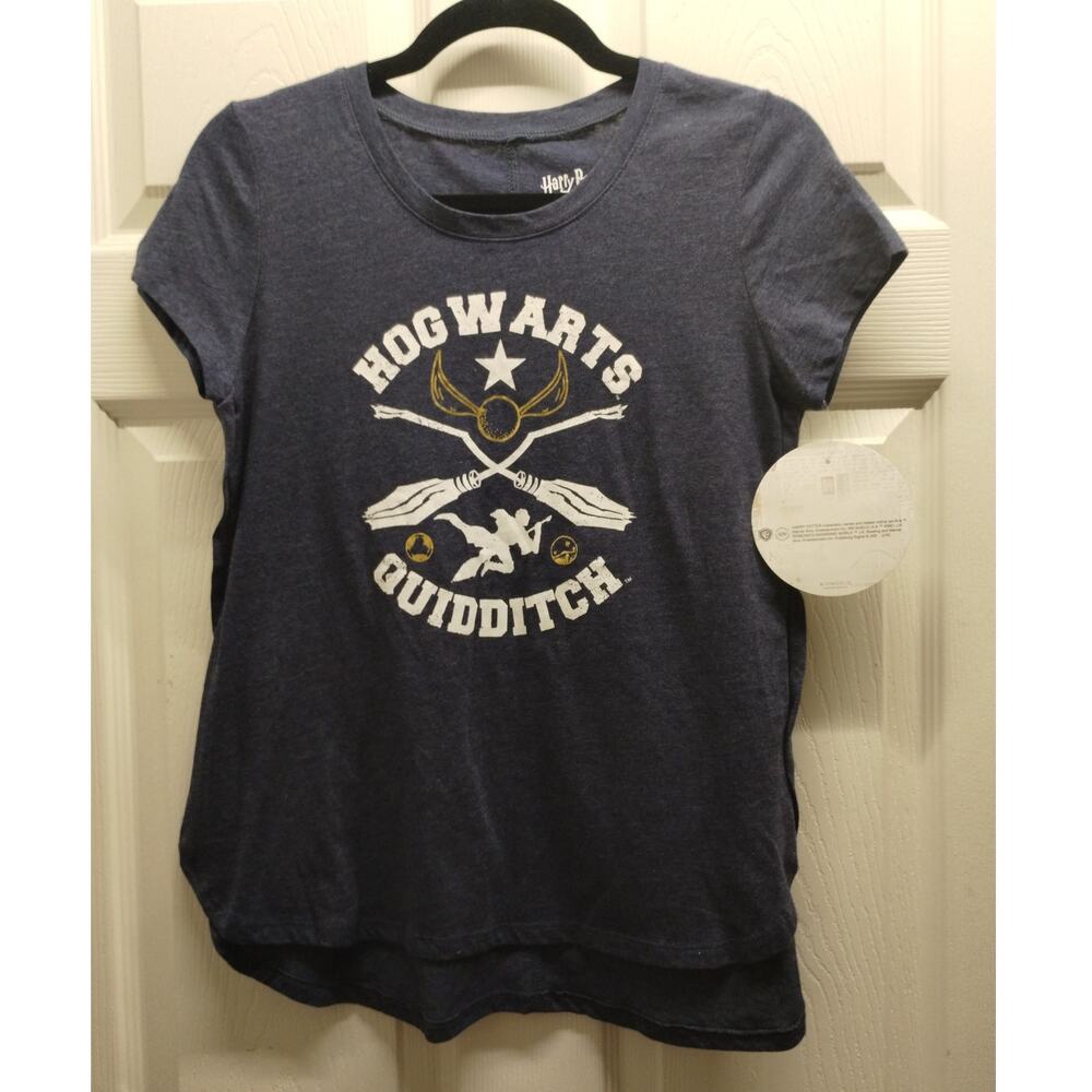 Harry Potter NWT Juniors Size Large Hogwarts Quidditch Blue Graphic T-Shirt